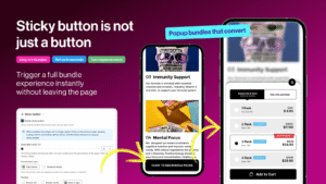 Mobile sticky add to cart and popup bundle upsell widget